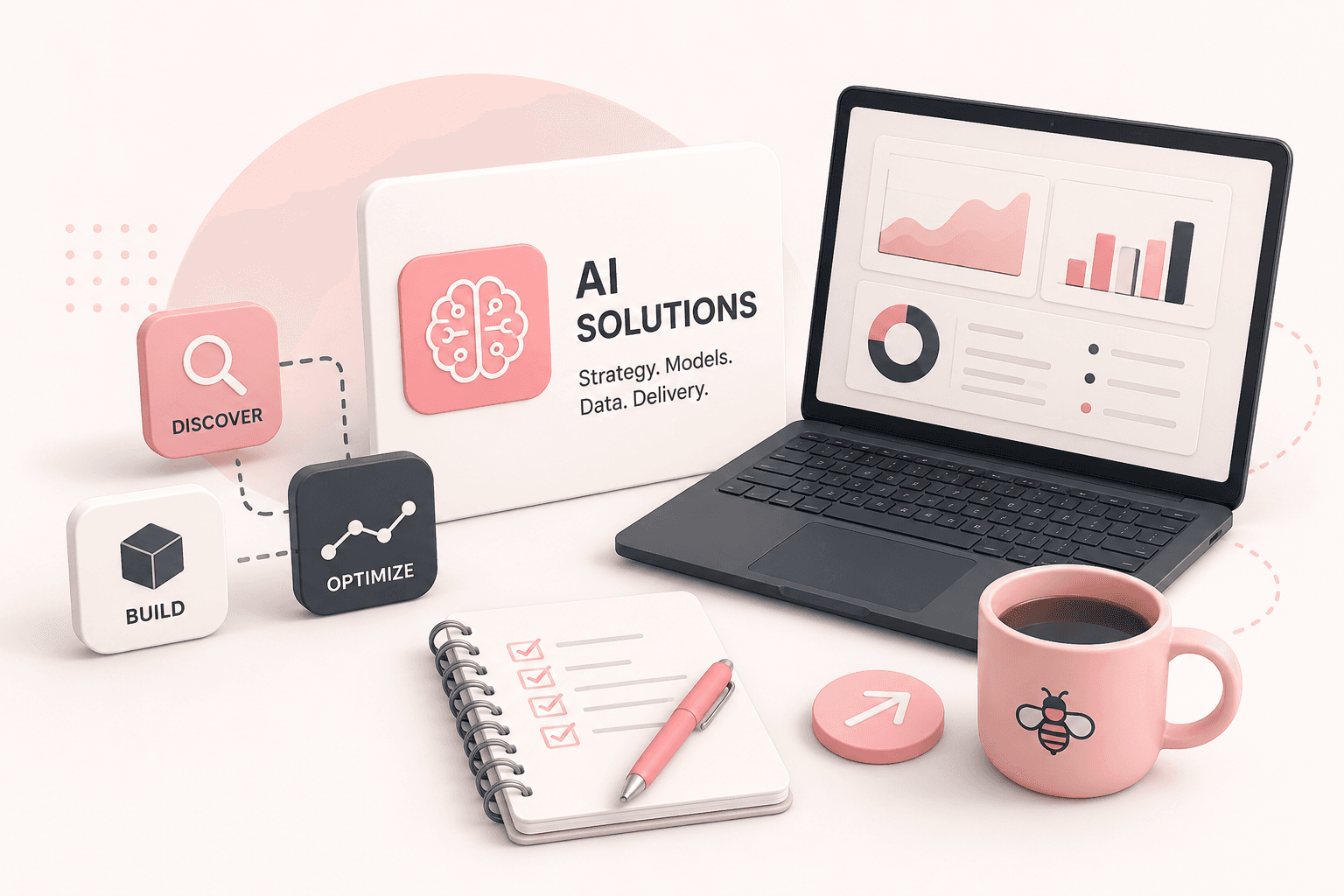 AI consulting workspace with model evaluation and analytics views